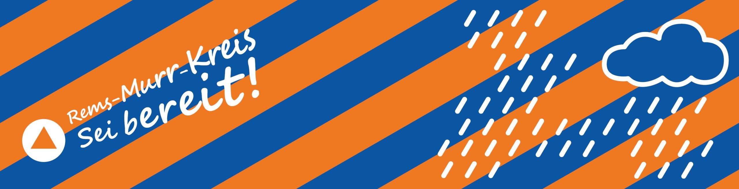 Abwechselnd blaue und orangefarbene Streifen mit einer Regenwolke
